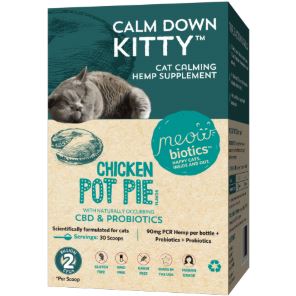 Meowbiotics Human-Grade Calm Down Kitty Probiotic and CBD Calming Cat Supplement  
