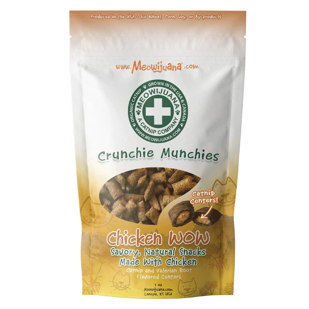 Meowijuana Catnip Crunchie Munchie Cats-Go-Wow Chicken Cat Treats - 3 Oz  