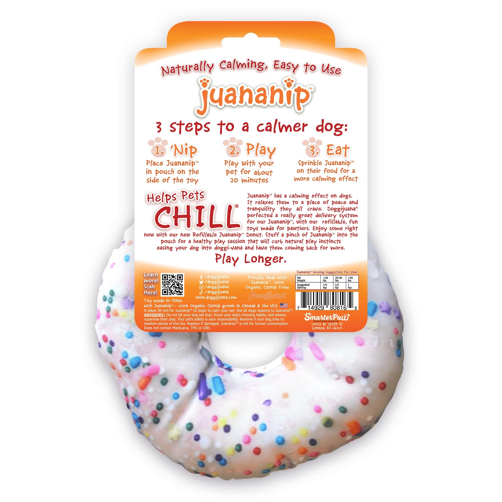 Meowijuana Doggijuana Get Munchies Donut Refillable Juananip Dog Toy  