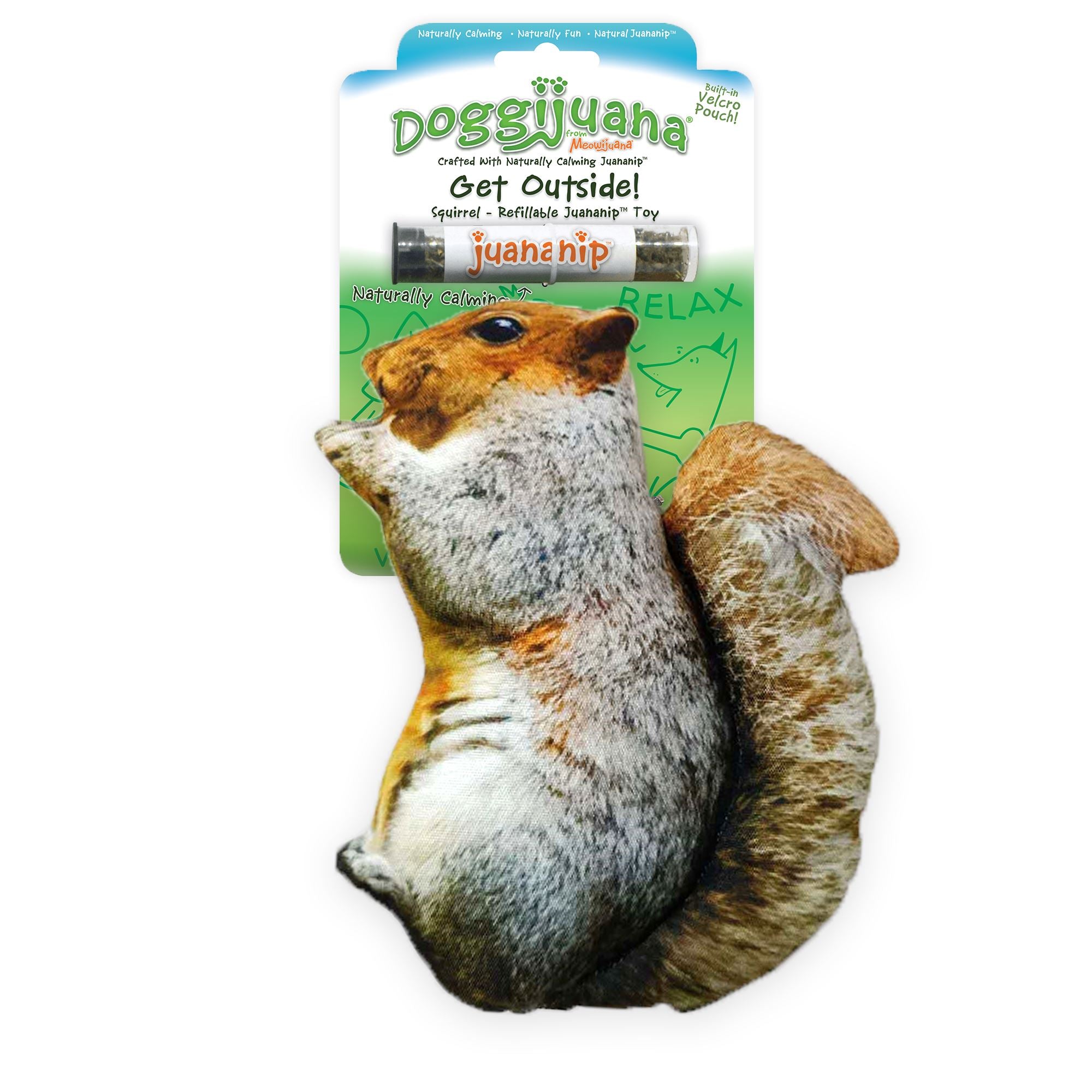 Meowijuana Doggijuana Get Outside Refillable Squirrel Juananip Dog Toy  