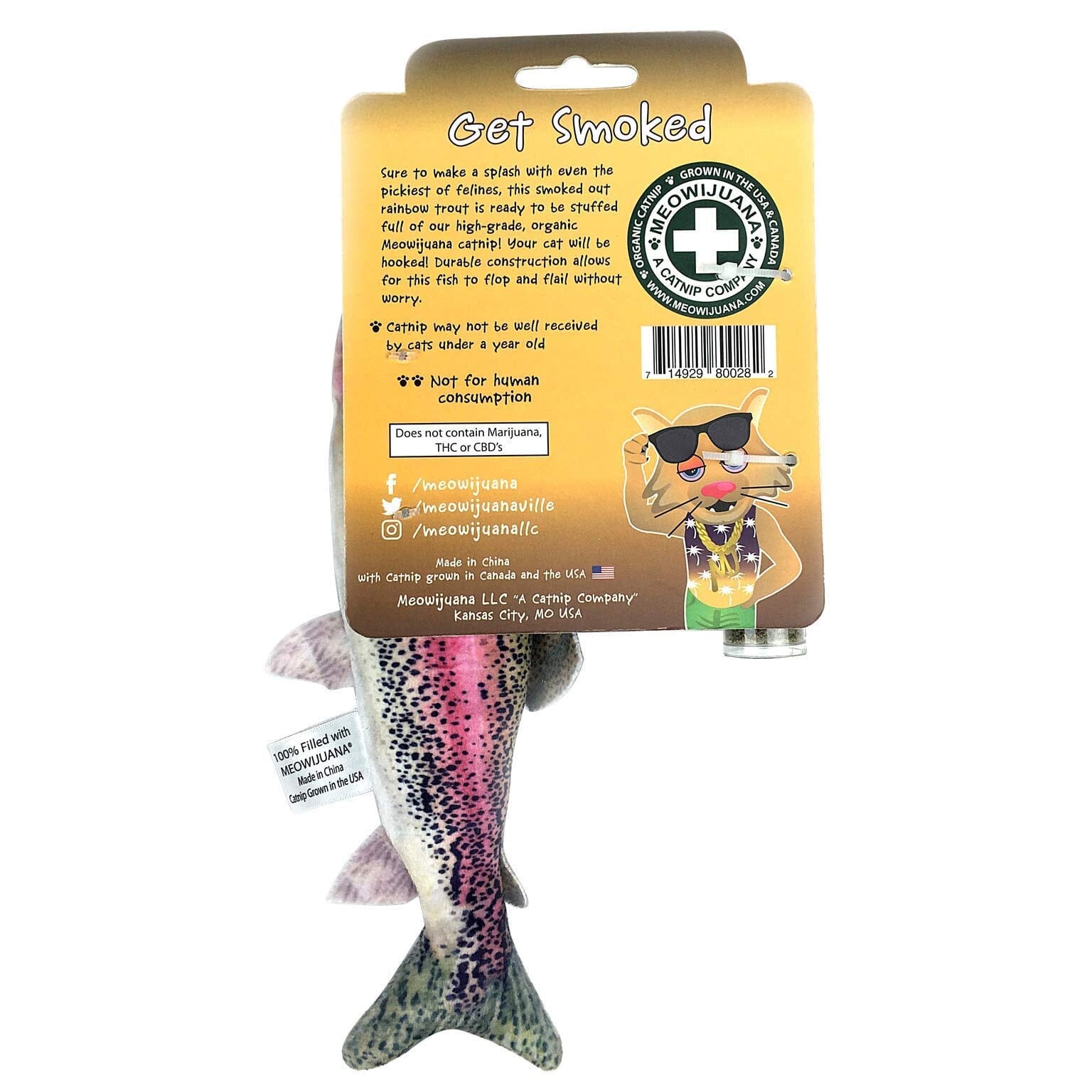 Meowijuana Get Smoked Refillable Fish Catnip Cat Toy  