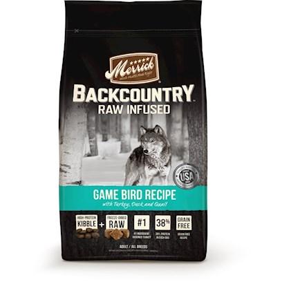 Merrick Backcountry Grain-Free Raw-Infused Game Bird Turkey and Duck Freeze-Dried Dog Food - 20 Lbs  