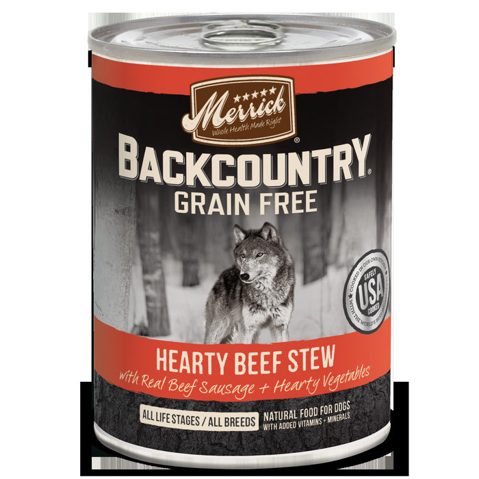 Merrick 'Backcountry' Grain-Free Campfire Beef Stew Canned Dog Food - 12.7 oz Cans - Ca...