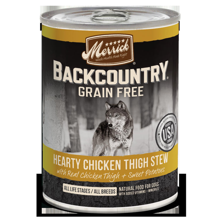 Merrick 'Backcountry' Grain-Free Chicken Thigh Canned Dog Food - 12.7 oz Cans - Case of 12