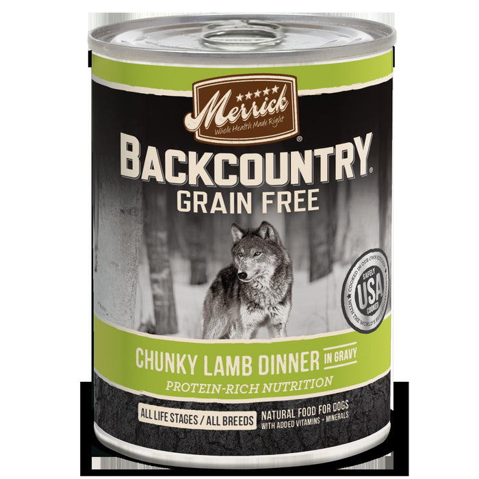 Merrick 'Backcountry' Grain-Free Chunky Lamb Canned Wet Dog Food - 12.7 oz Cans - Case ...