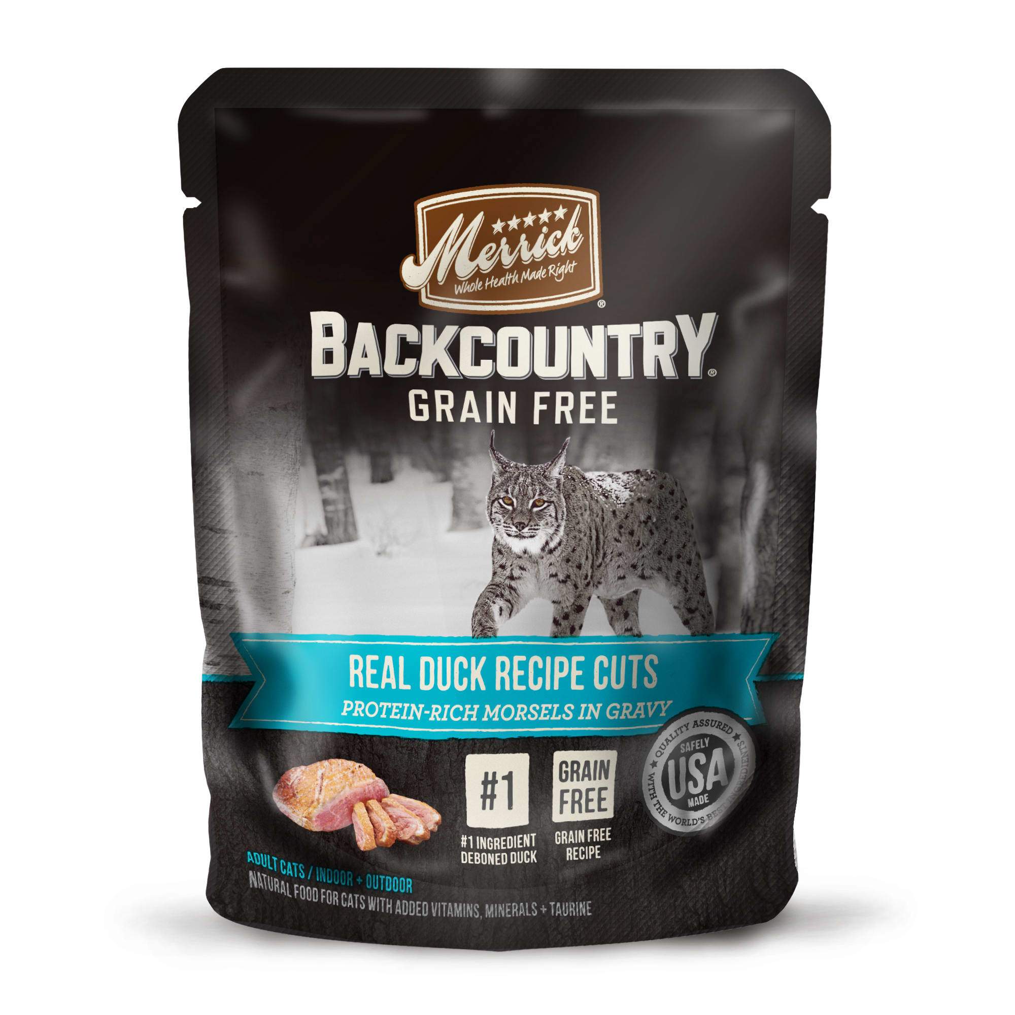 Merrick 'Backcountry' Grain-Free Duck Real Cuts Recipe Wet Cat Food - 3 oz Pouches - Case of 24  