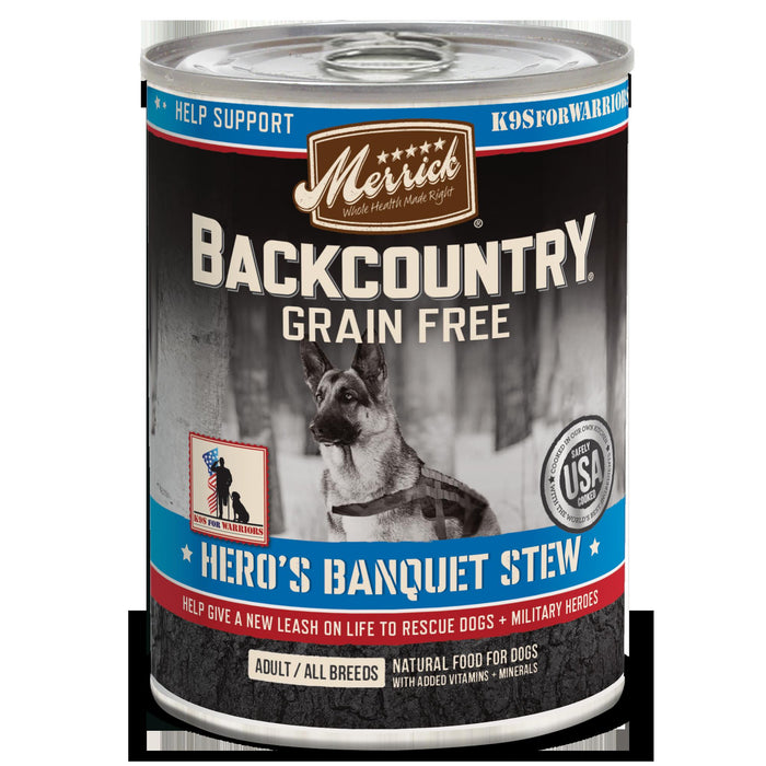 Merrick 'Backcountry' Grain-Free Hero's Banquet Canned Dog Food - 12.7 oz Cans - Case o...