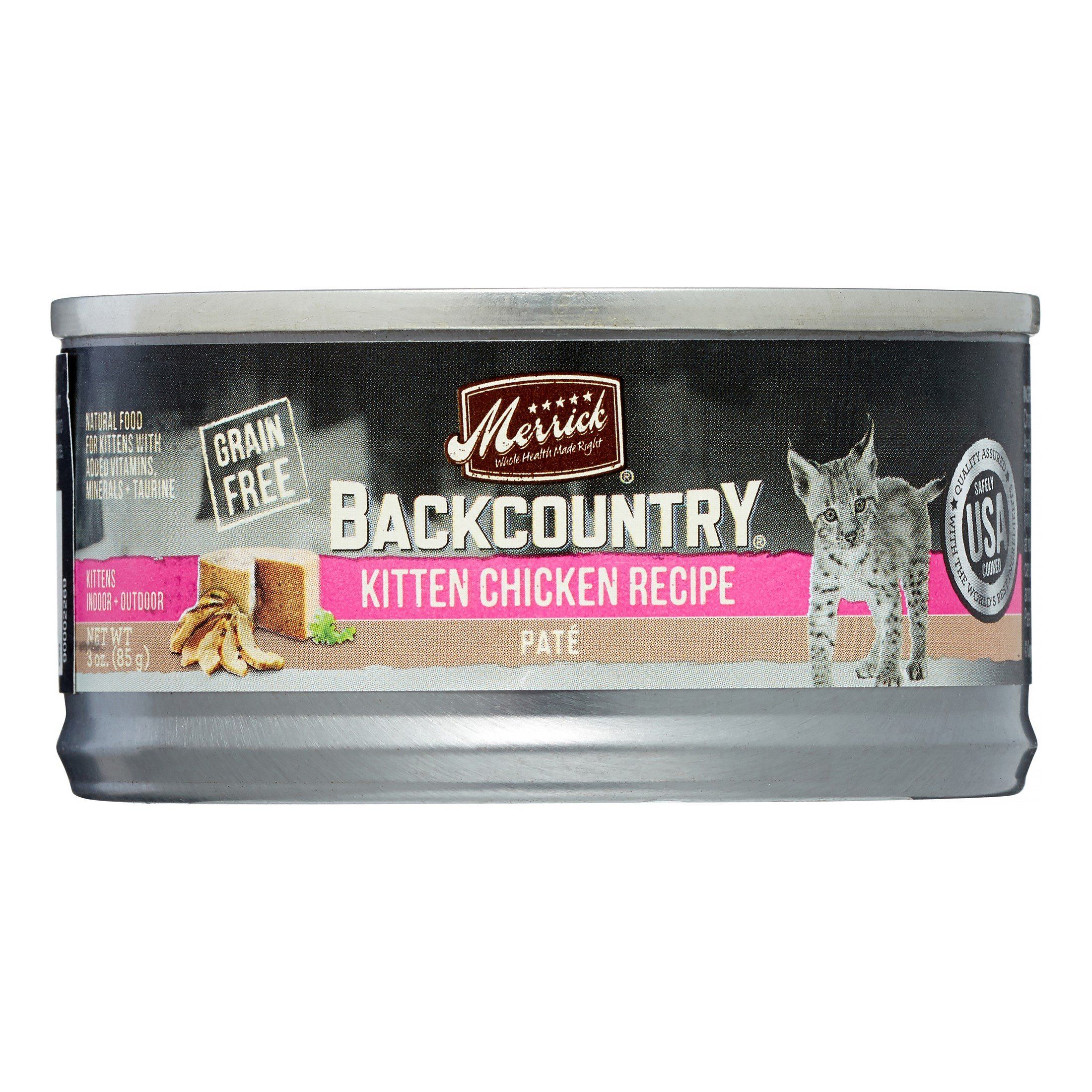 Merrick 'Backcountry' Grain-Free Kitten Pate Canned Wet Cat Food - 3 oz Cans - Case of 24  