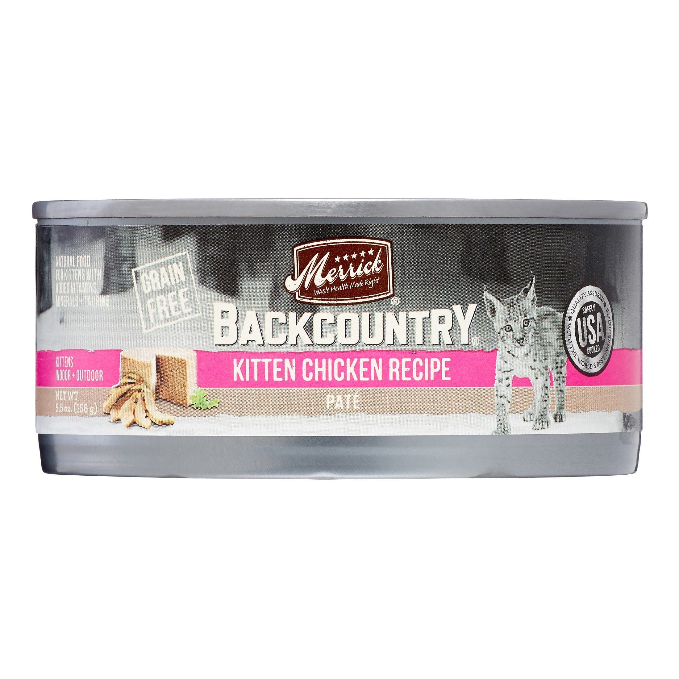 Merrick 'Backcountry' Grain-Free Kitten Pate Canned Wet Cat Food - 5.5 oz Cans - Case of 24  