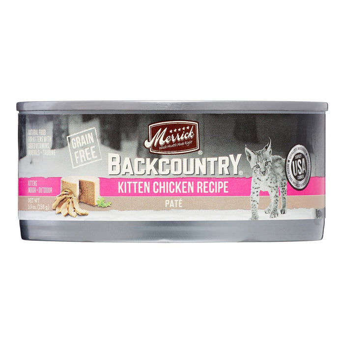 Merrick 'Backcountry' Grain-Free Kitten Pate Canned Wet Cat Food - 5.5 oz Cans - Case o...