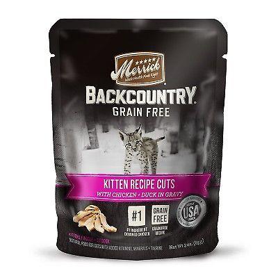 Merrick 'Backcountry' Grain-Free Kitten Recipe Real Cuts Wet Cat Food - 3 oz Pouches - Case of 24  