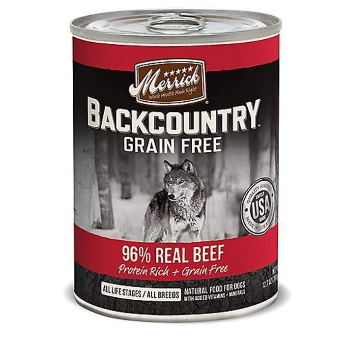 Merrick Backcountry Grain-Free Real Beef Recipe Canned Dog Food - 12.7 Oz - Case of 12
