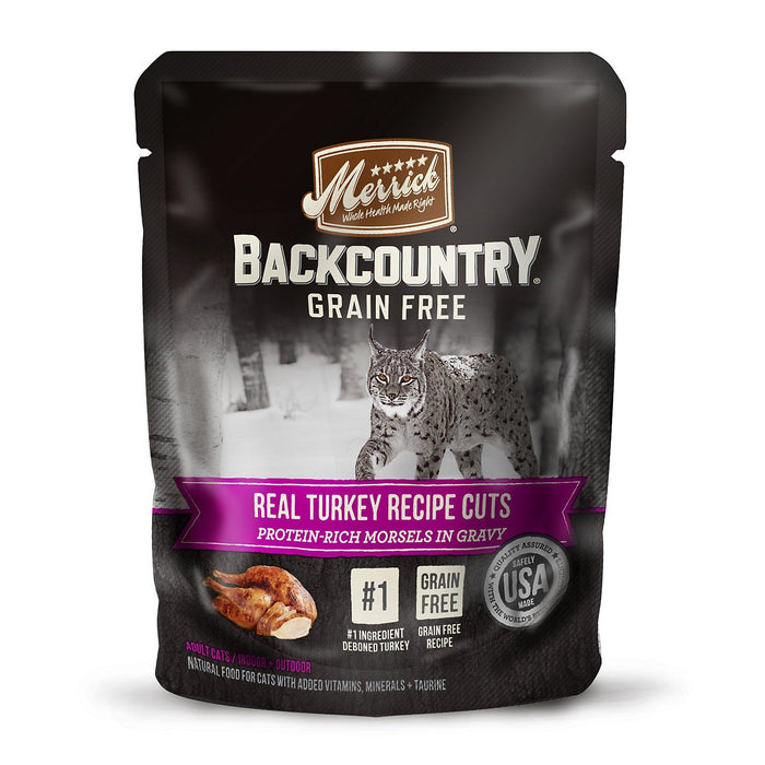 Merrick 'Backcountry' Grain-Free Turkey Real Cuts Recipe Wet Cat Food - 3 oz Pouches - ...