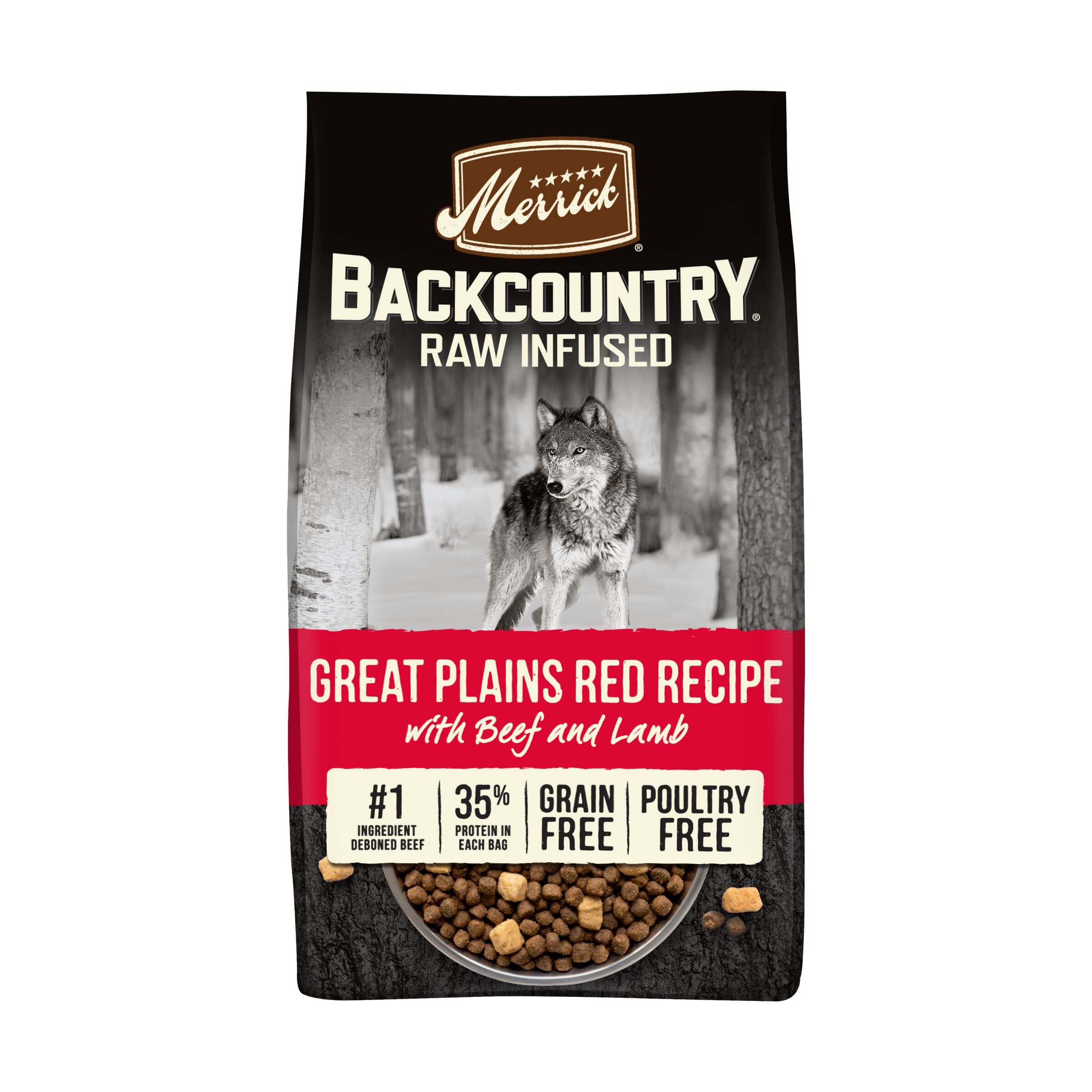 Merrick Backcountry Great Plains Grain-Free Raw-Infused Beef and Lamb Freeze-Fried Dog Food - 20 Lbs  