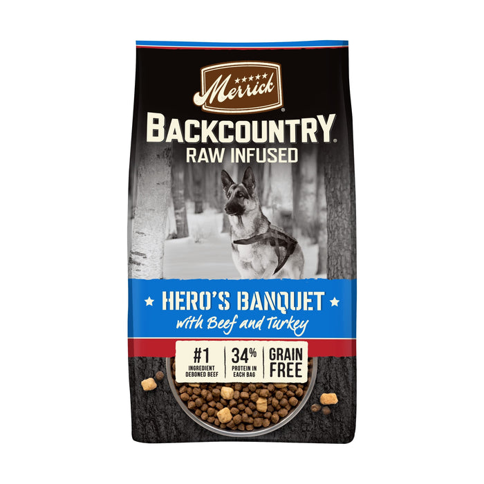 Merrick Backcountry Hero's Banquet Grain-Free Raw-Infused Beef and Turkey Dry Dog Food ...
