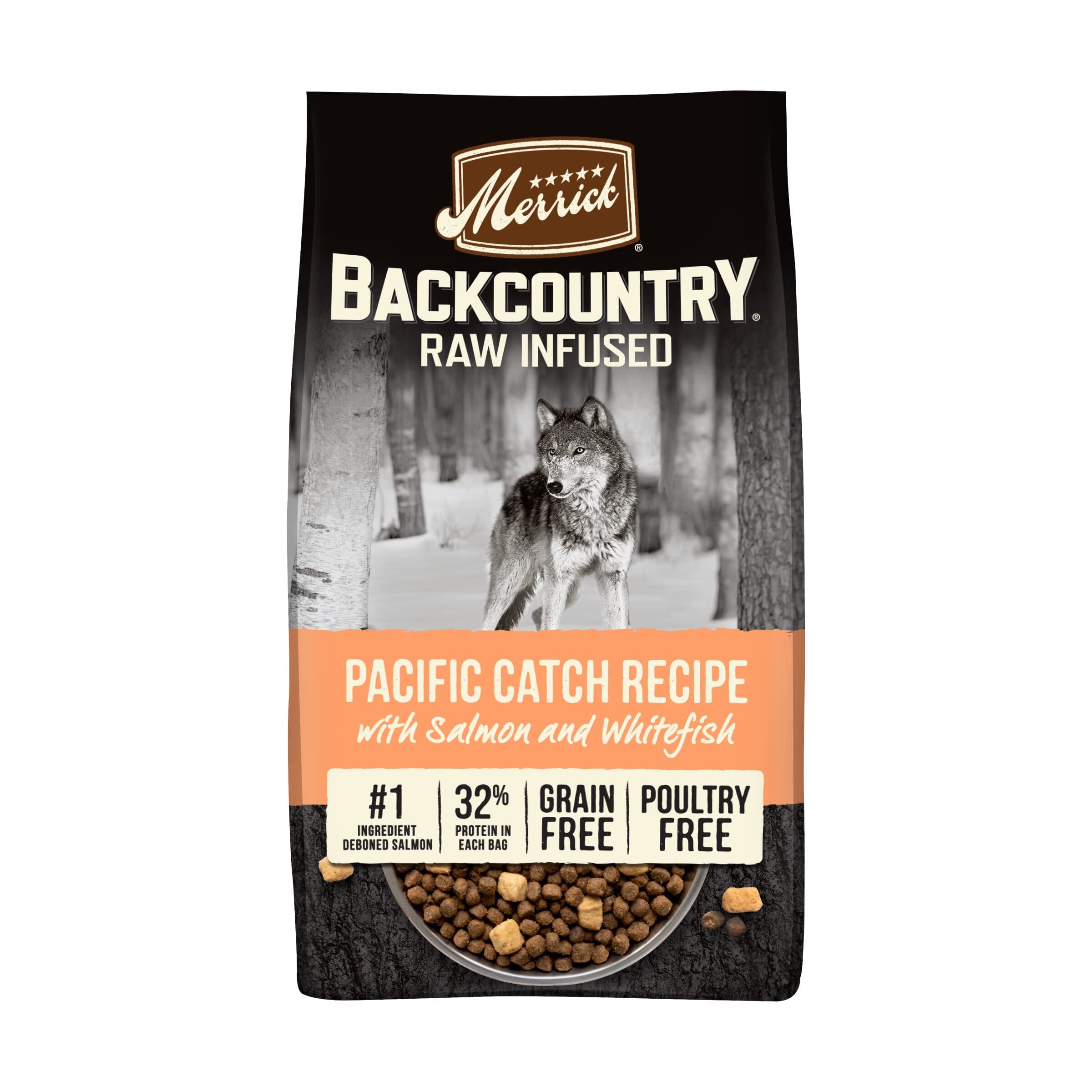 Merrick Backcountry Pacific Catch Grain-Free Raw-Infused Salmon and Whitefish Dry Dog Food - 20 Lbs  