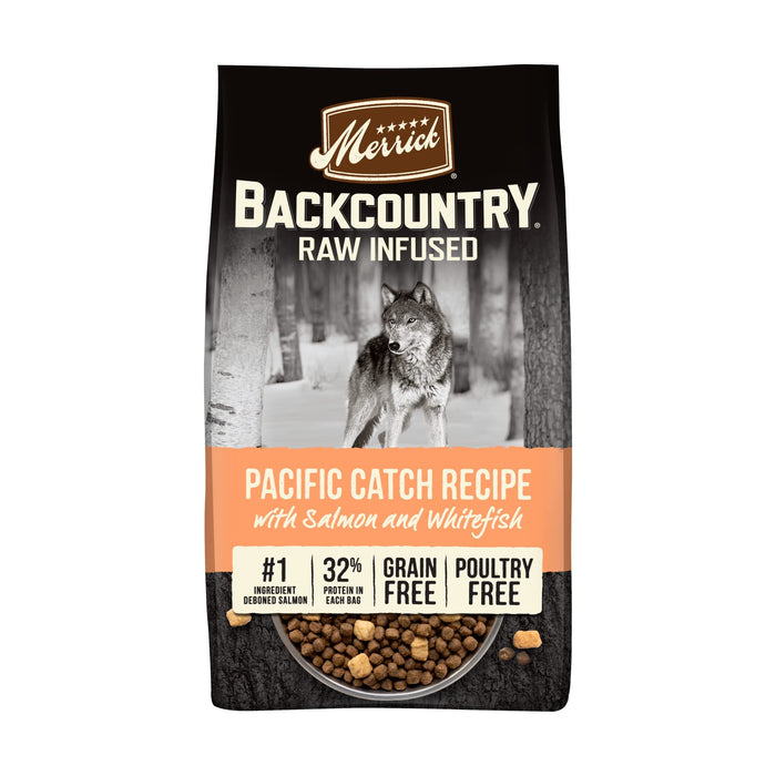 Merrick Backcountry Pacific Catch Grain-Free Raw-Infused Salmon and Whitefish Dry Dog F...