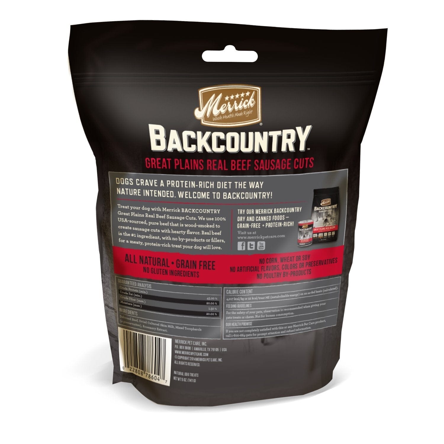 Merrick Backcountry Real Beef Sausage Cuts Jerky Dog Treats - 5 Oz  