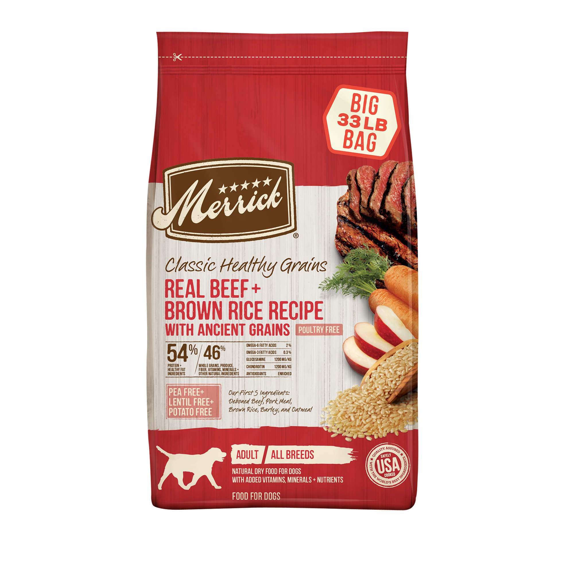 Merrick Classic Canine Beef + Brown Rice with Healthy Ancient Grains Dry Dog Food - 33 lb Bag  