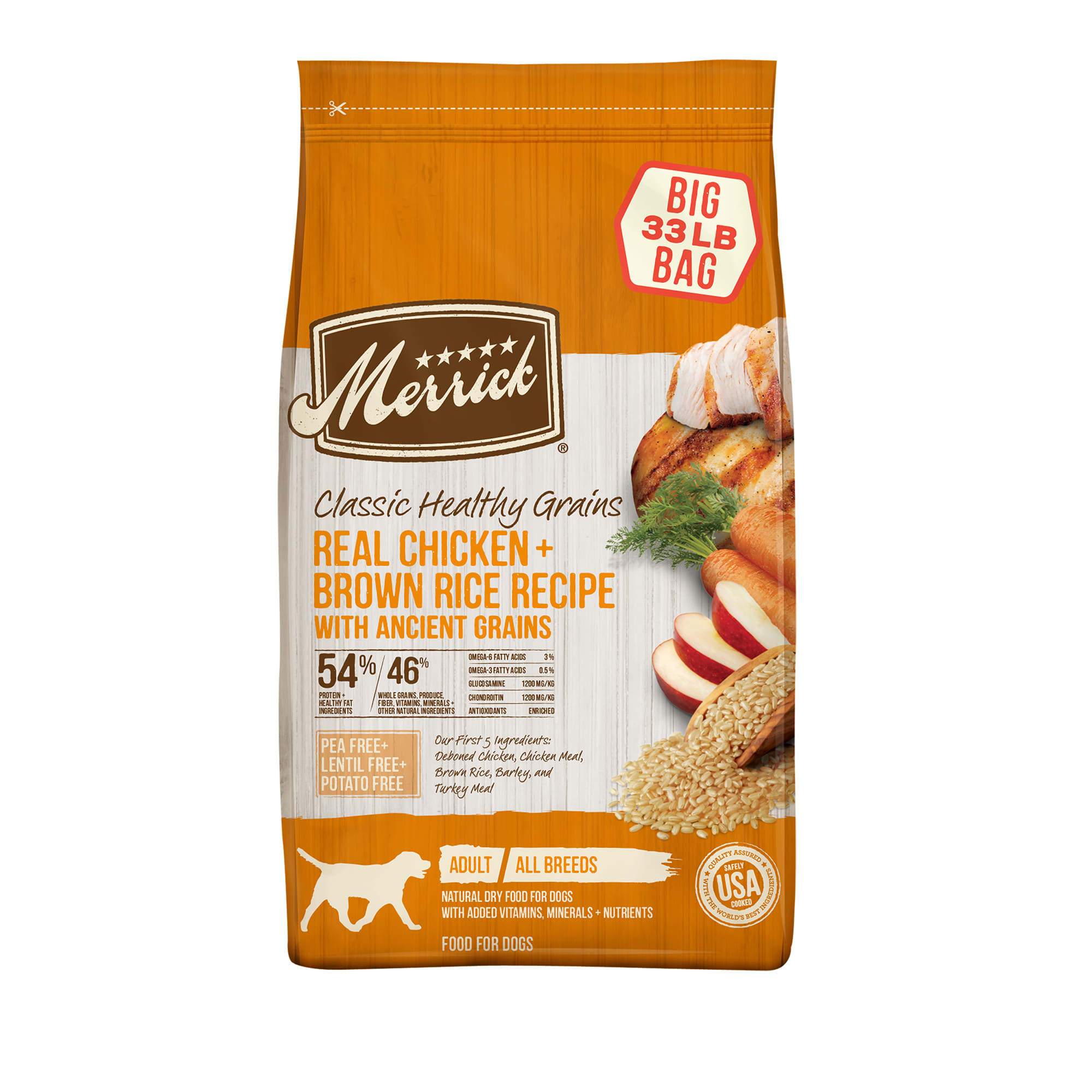 Merrick Classic Canine Chicken + Brown Rice with Healthy Ancient Grains Dry Dog Food - 33 lb Bag  