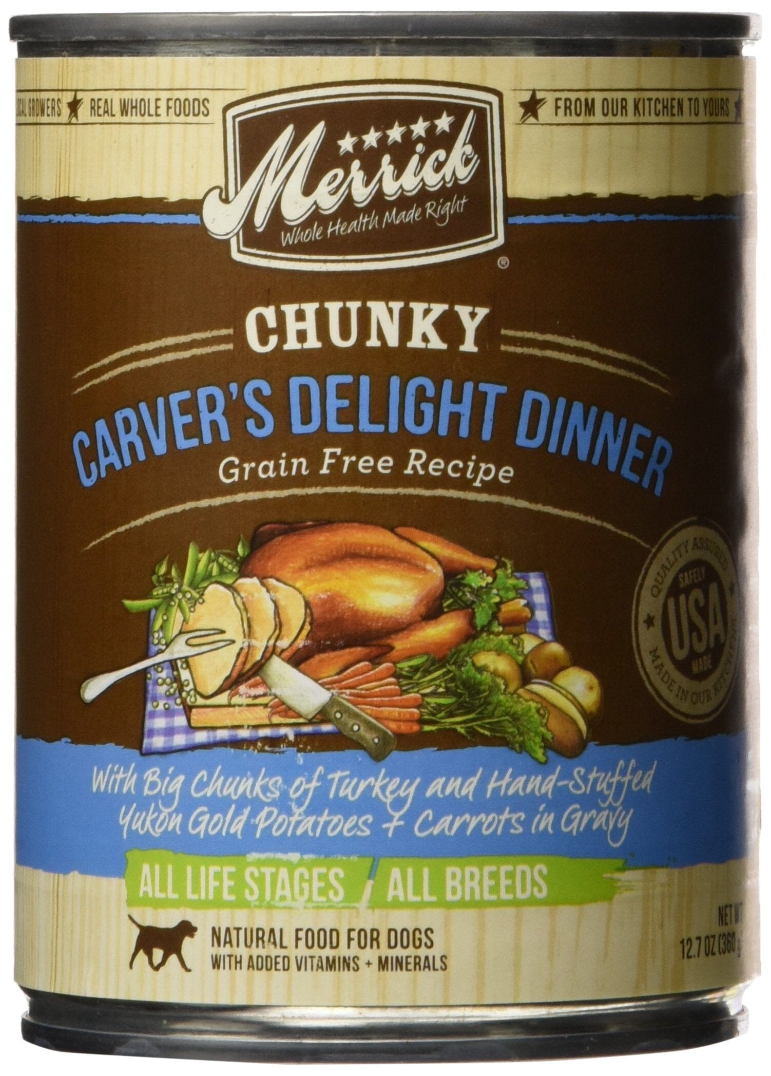 Merrick Classic Grain-Free Chunky Carver's Delight Chicken in Gravy Canned Dog Food - 12.7 Oz - Case of 12  