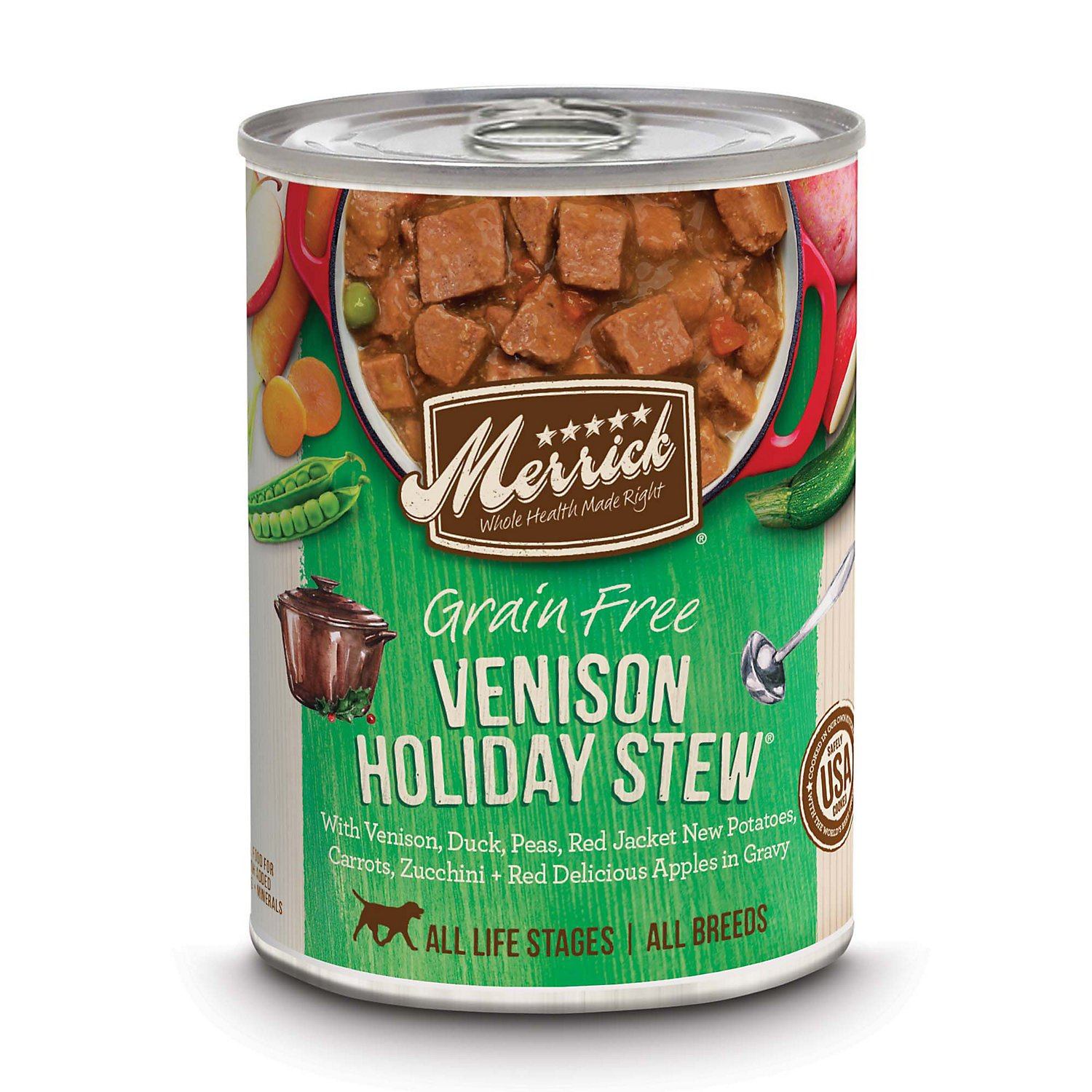 Merrick Classic Venison Holiday Stew Canned Wet Dog Food- 12.7 oz Cans - Case of 12  