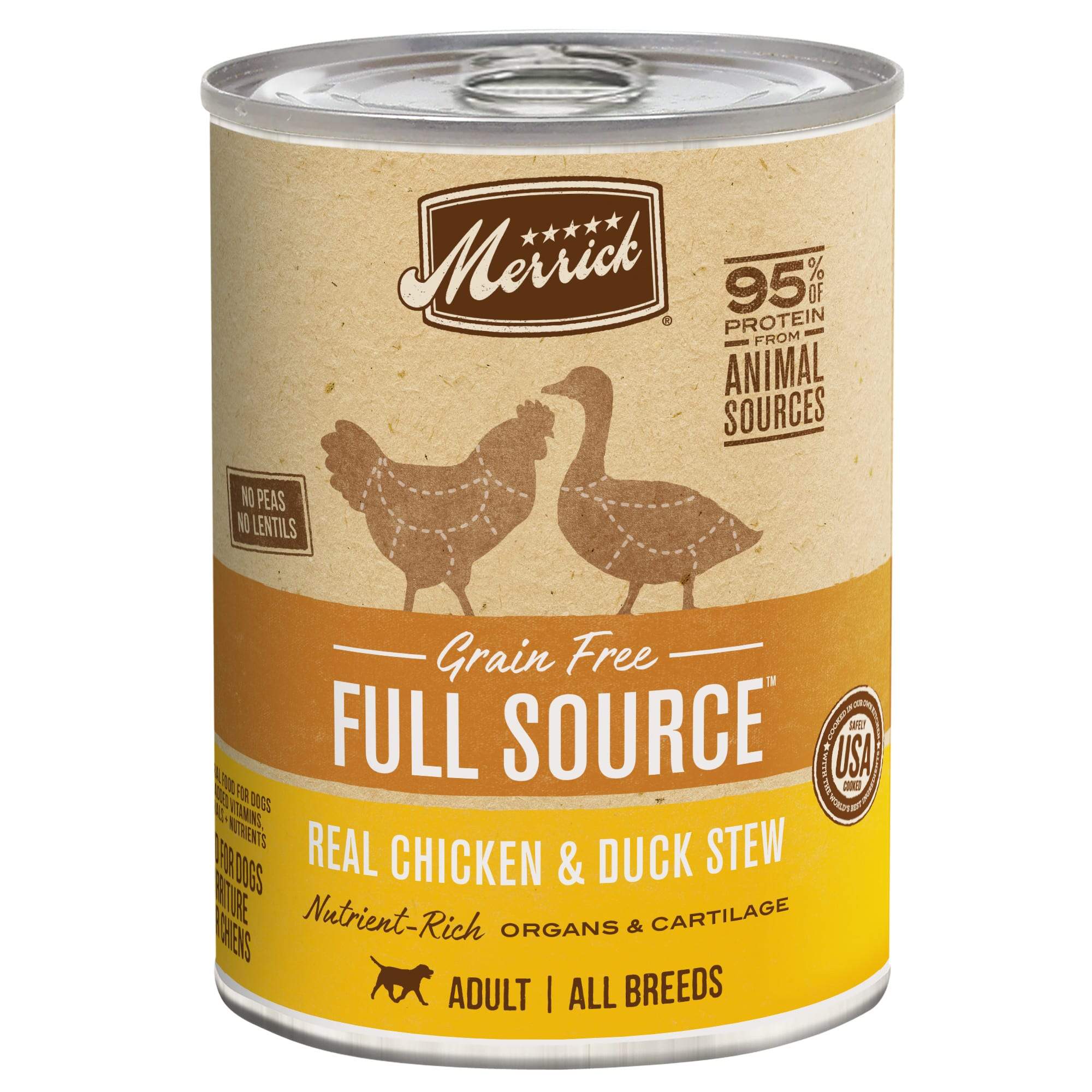 Merrick Full Source Grain Free Chicken and Duck Recipe Wet Canned Dog Food - 12/12.7 oz Cans - Case of 12  