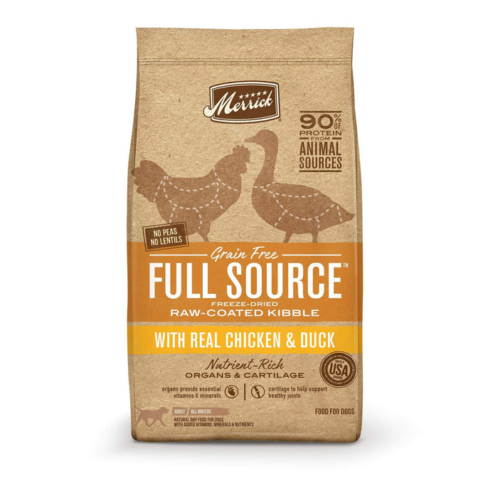 Merrick Full Source Grain Free Raw-Coated Kibble with Real Chicken + Duck Dry Dog Food ...