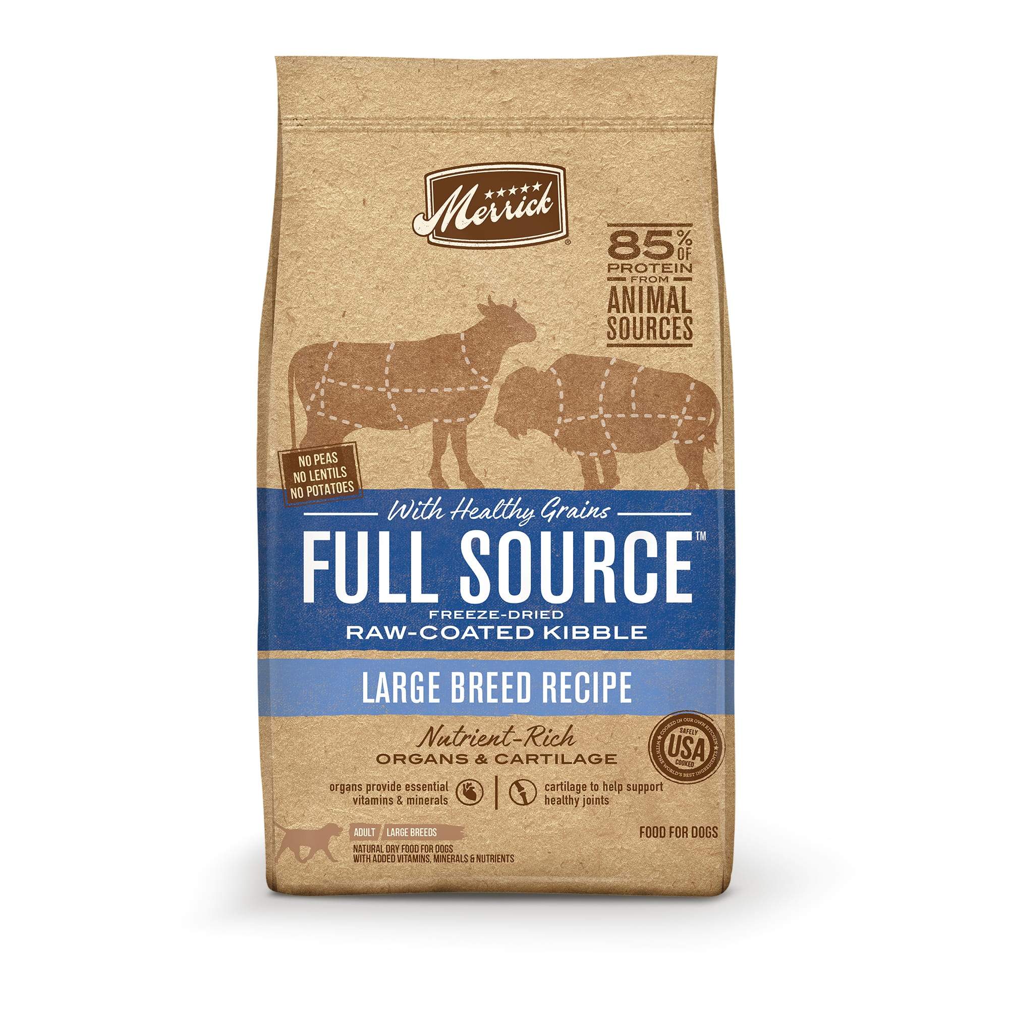 Merrick Full Source Raw-Coated Kibble Large Breed Recipe Dry Dog Food - 20 lb Bag  