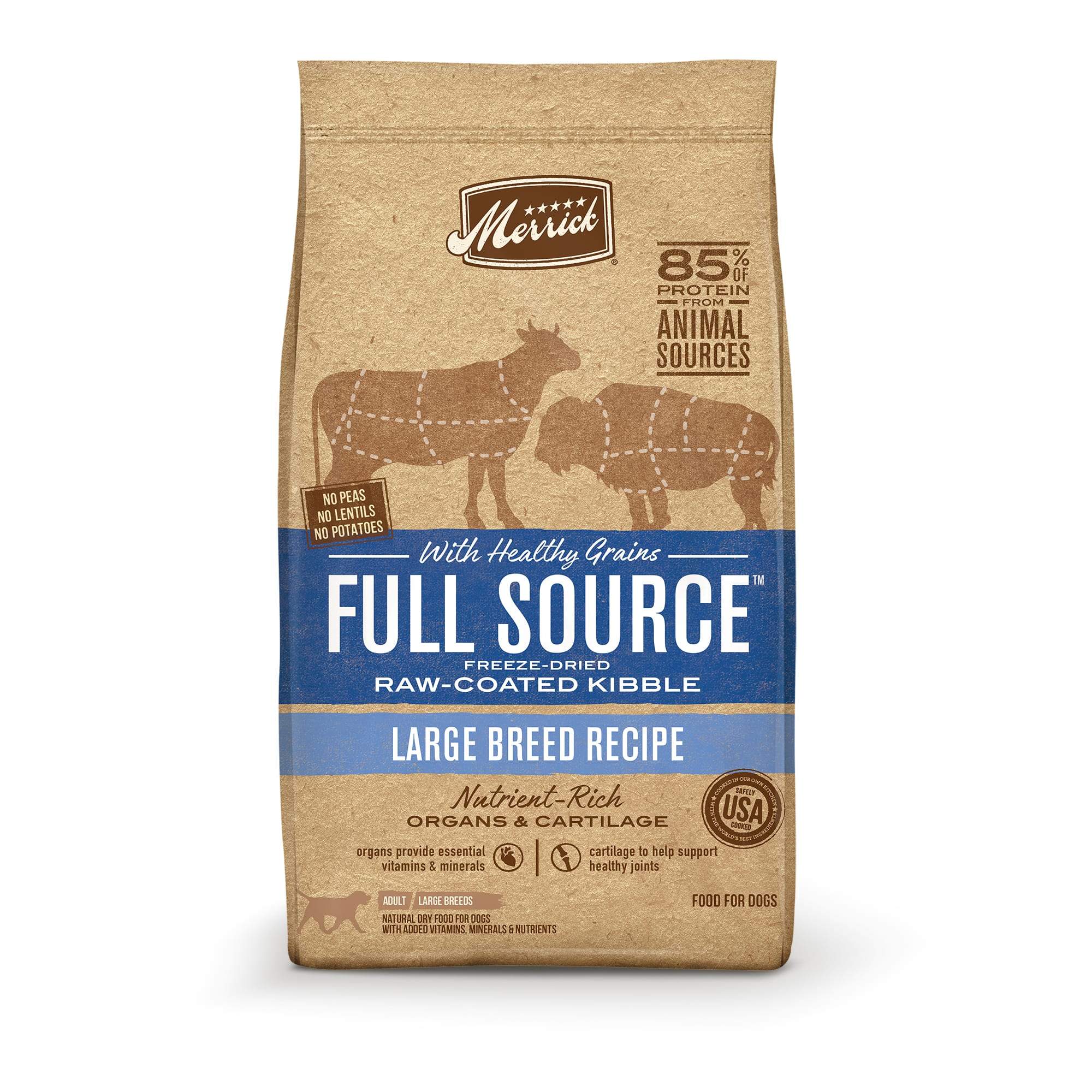 Merrick Full Source Raw-Coated Kibble Large Breed Recipe Dry Dog Food ...