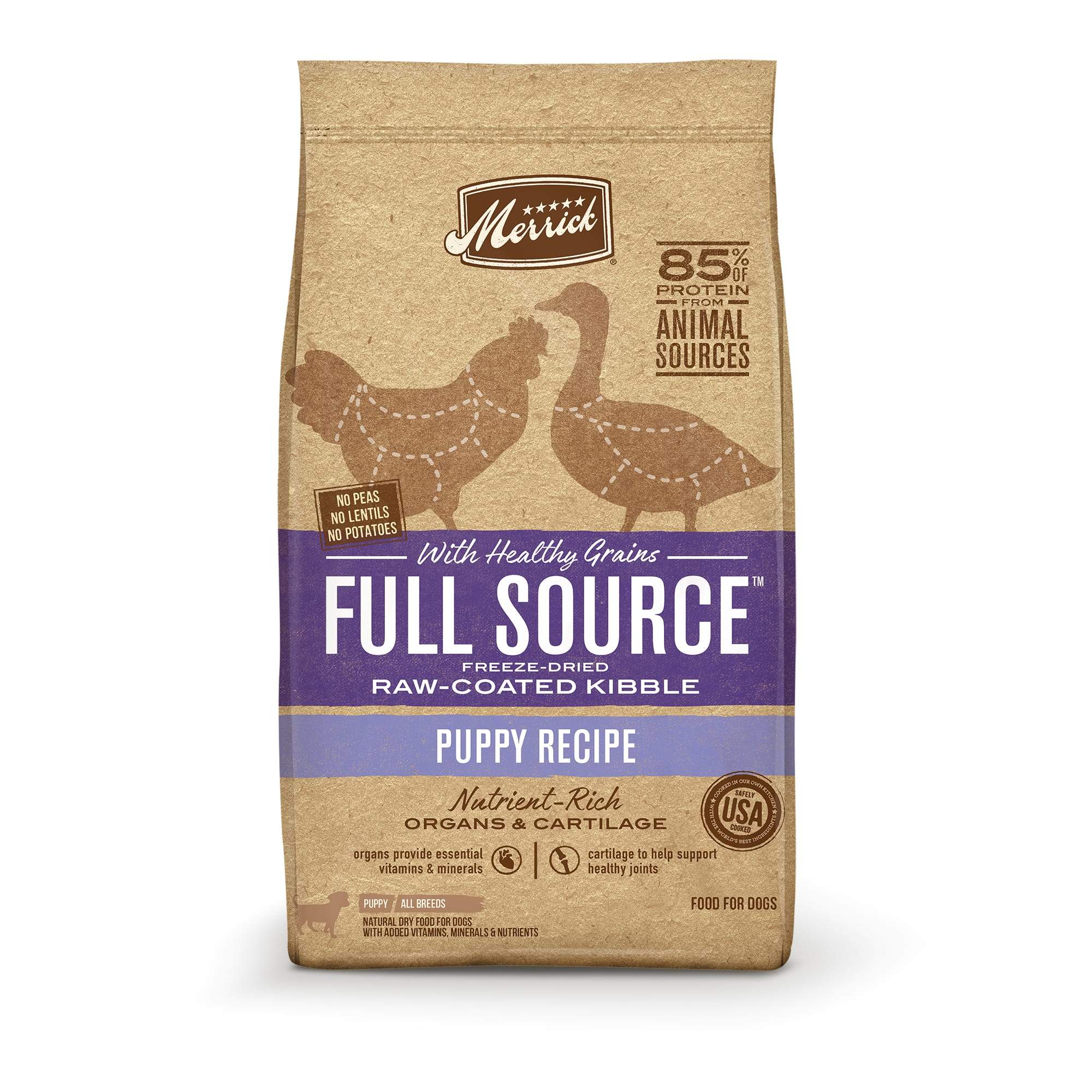 Merrick Full Source Raw-Coated Kibble Puppy Recipe Dry Dog Food - 20 lb Bag  