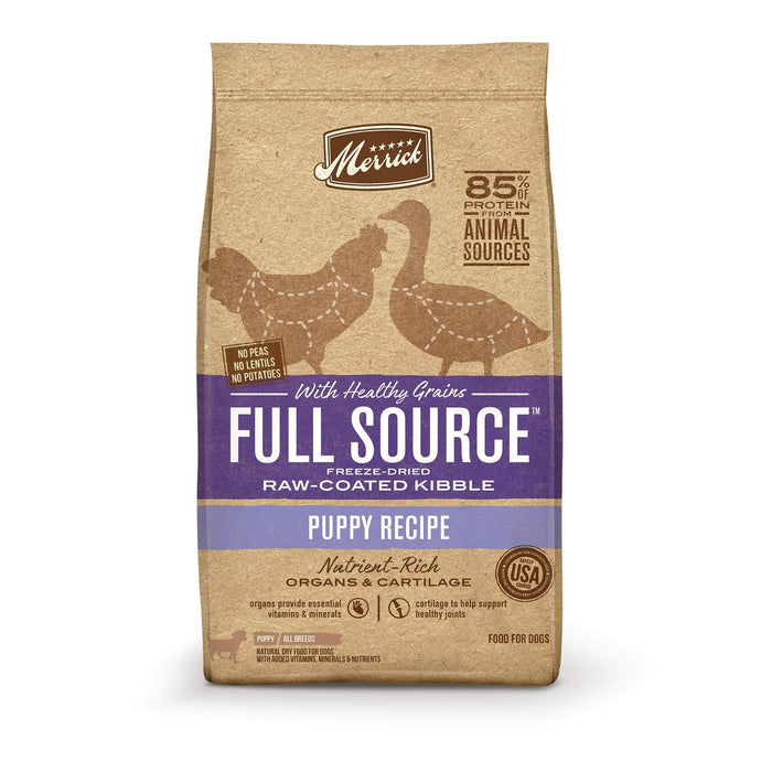 Merrick Full Source Raw-Coated Kibble Puppy Recipe Dry Dog Food - 4 lb Bag
