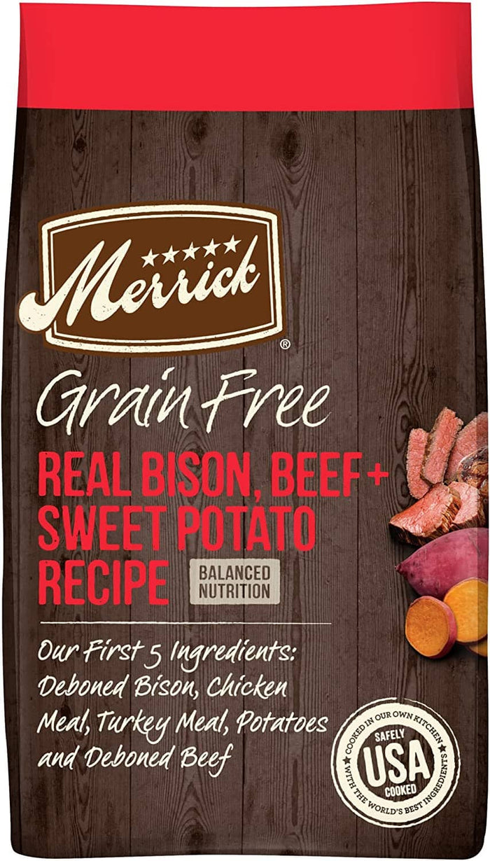 Merrick Grain-Free Bison, Beef and Sweet Potato Dry Dog Food - 10 Lbs