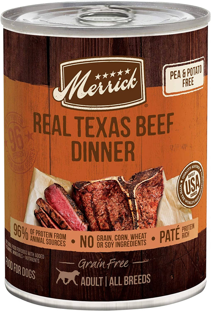 Merrick Grain-Free Real Texas Beef Canned Dog Food - 12.7 Oz - Case of 12