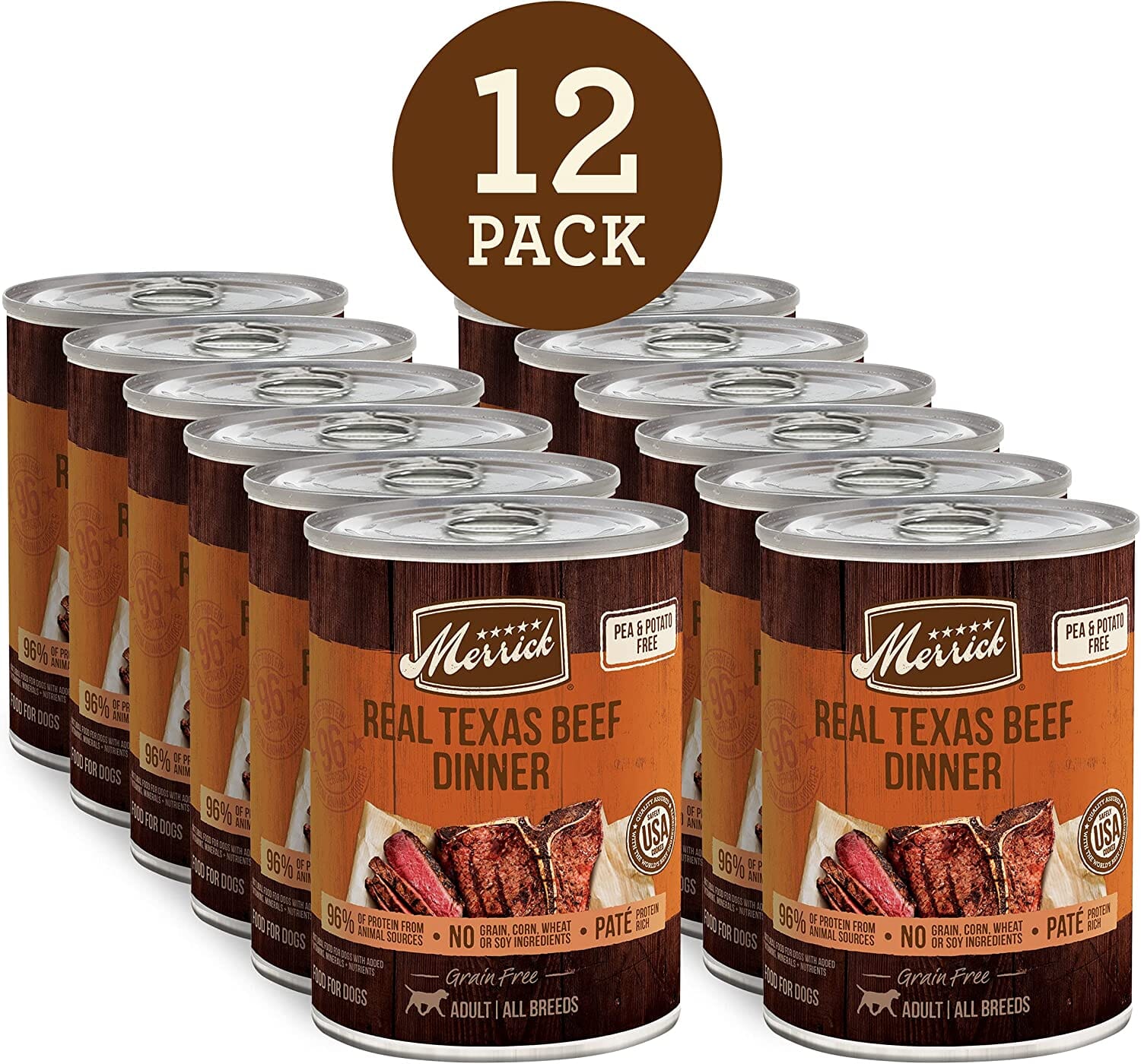 Merrick Grain-Free Real Texas Beef Canned Dog Food - 12.7 Oz - Case of 12  