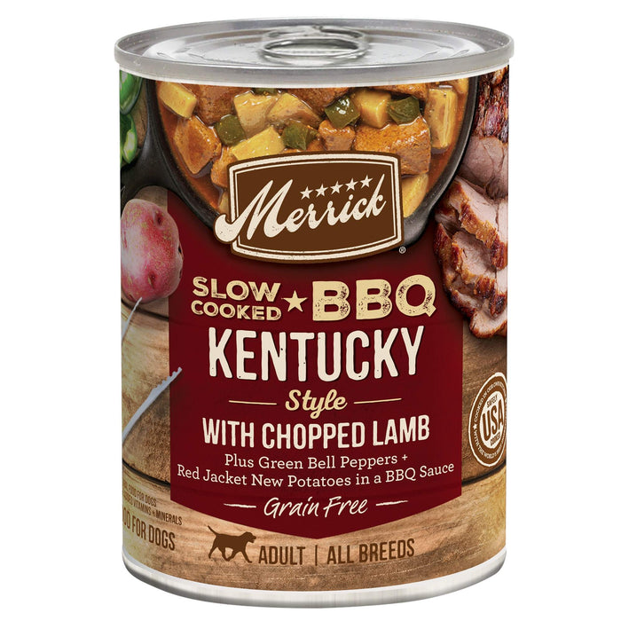 Merrick Grain-Free Slow Cooked BBQ Kent Style with Chopped Lamb Canned Wet Dog Food - 1...