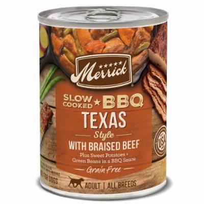 Merrick Grain-Free Slow Cooked BBQ Texas Style Beef Recipe Canned Wet Dog Food - 12.7 o...
