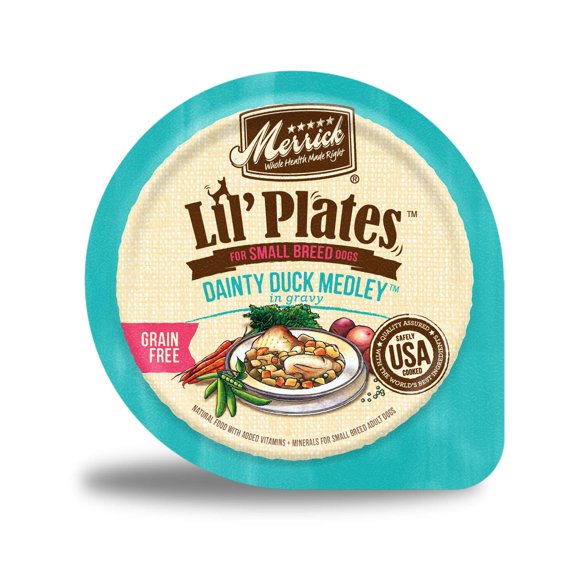 Merrick Lil' Plates Grain-Free Lil' Tubs Dainty Duck Medley Small Breed Dog Food - 3.5 oz Tubs - Case of 12  