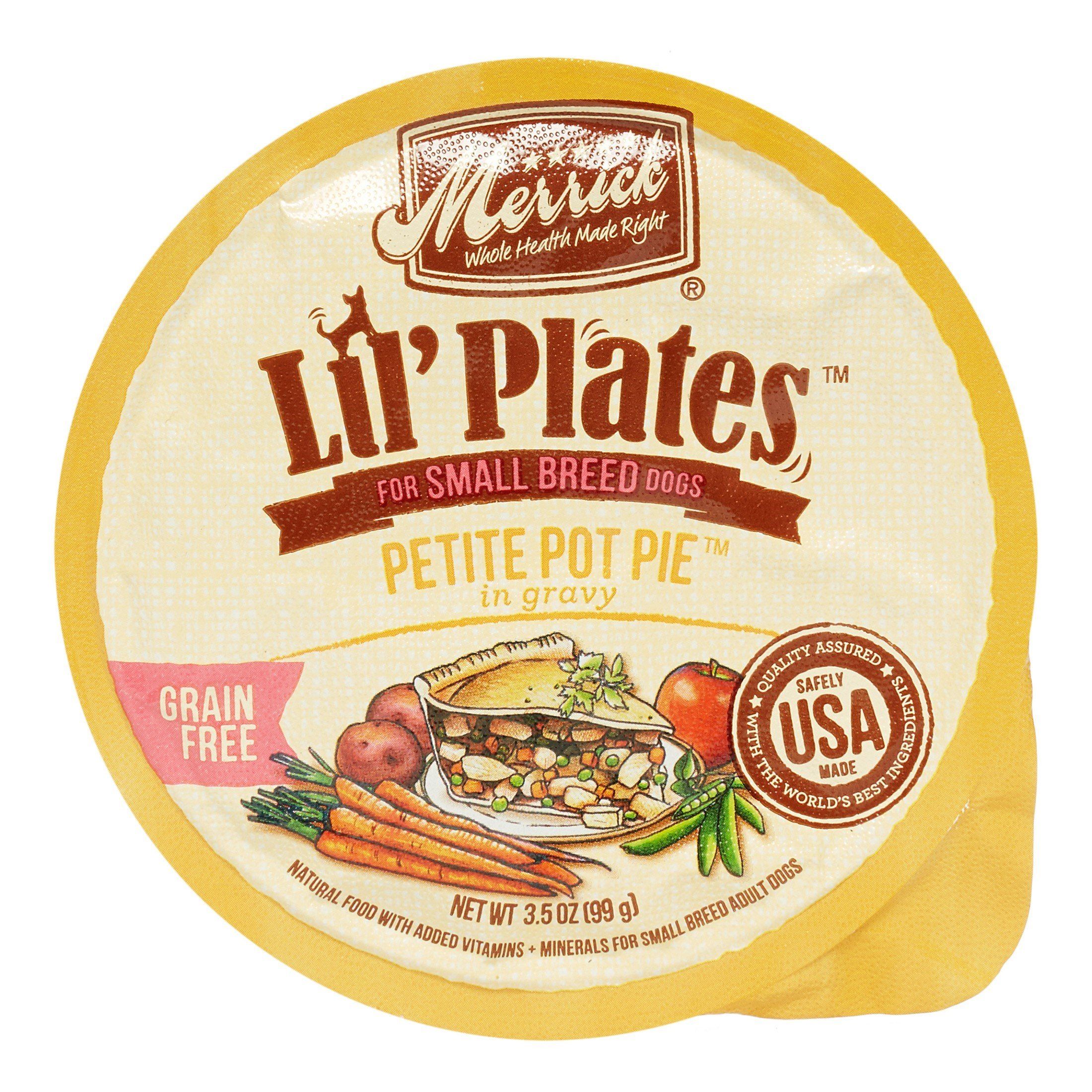 Merrick Lil' Plates Grain-Free Lil' Tubs Petite Pot Pie Small Breed Dog Food - 3.5 oz Tubs - Case of 12  