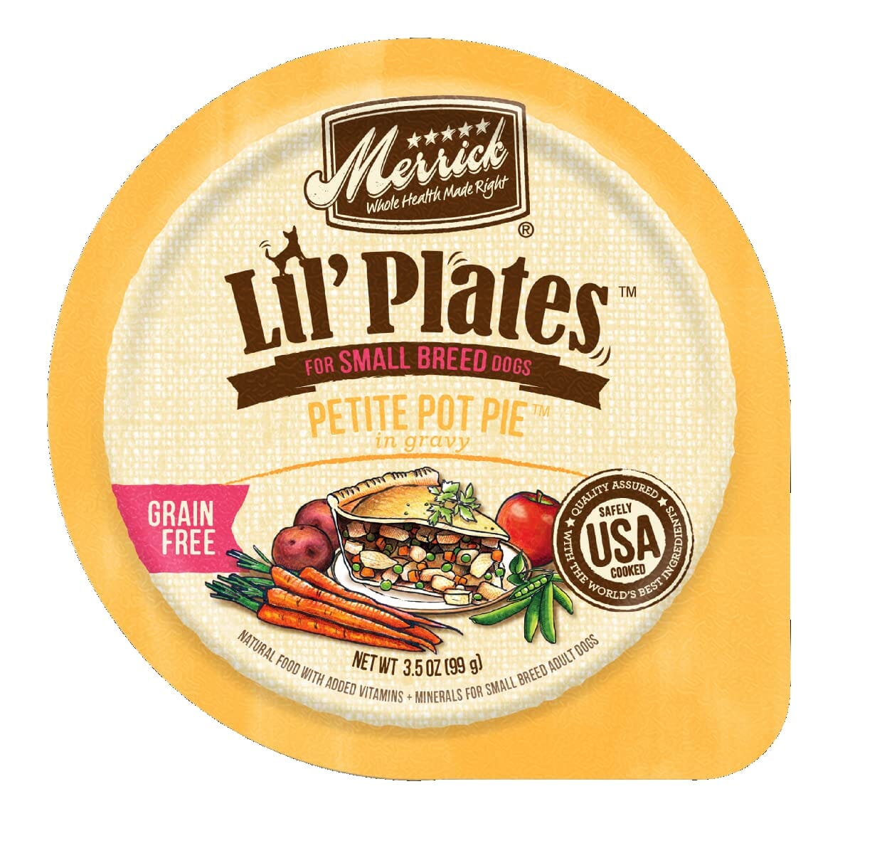 Merrick Lil' Plates Grain-Free Small-Breed PTT Pot Pie Wet Dog Food - 3.5 Oz Trays - Case of 12  