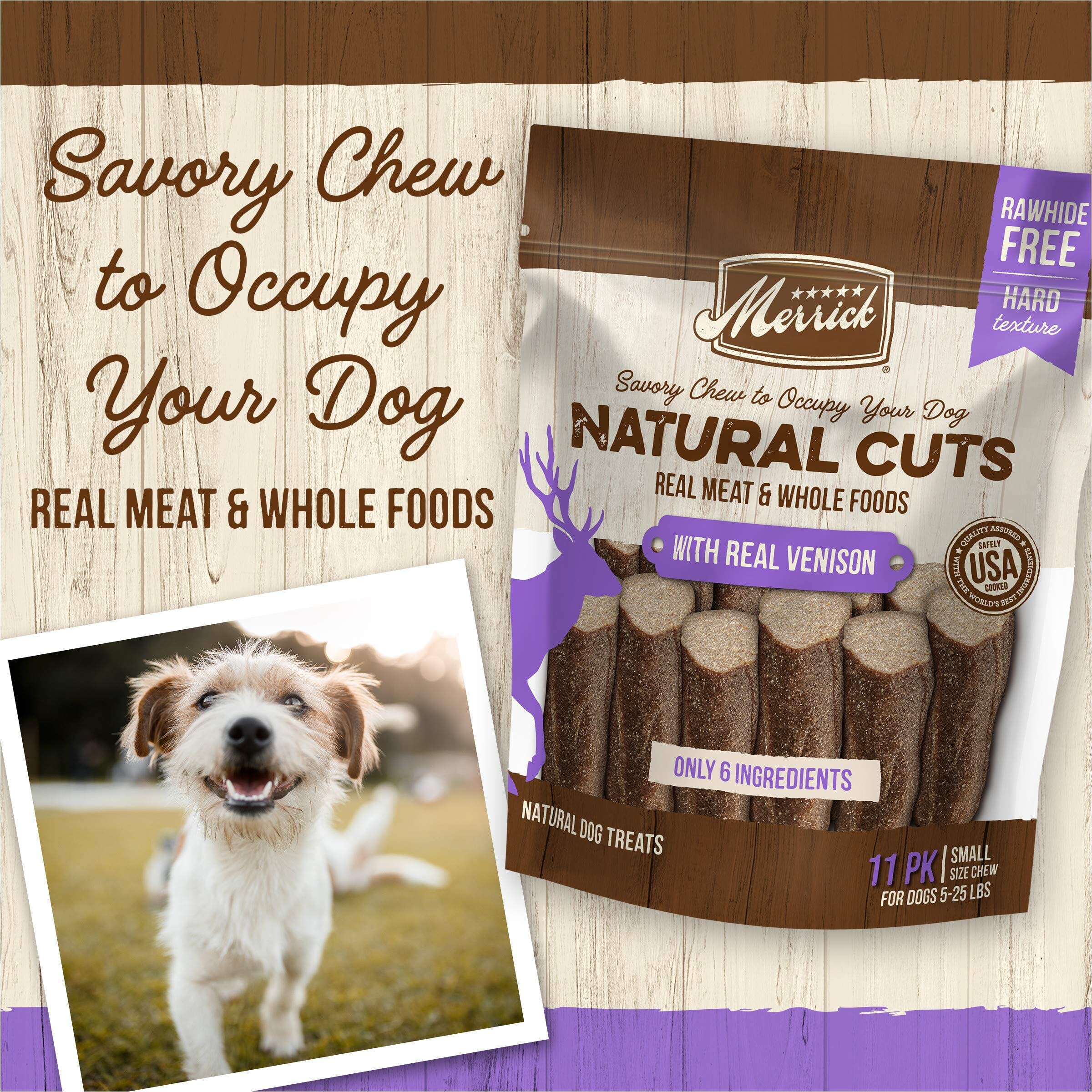 Merrick Natural Venison Cuts Natural Dog Chews - Small - 8.4 Oz -11 Count  