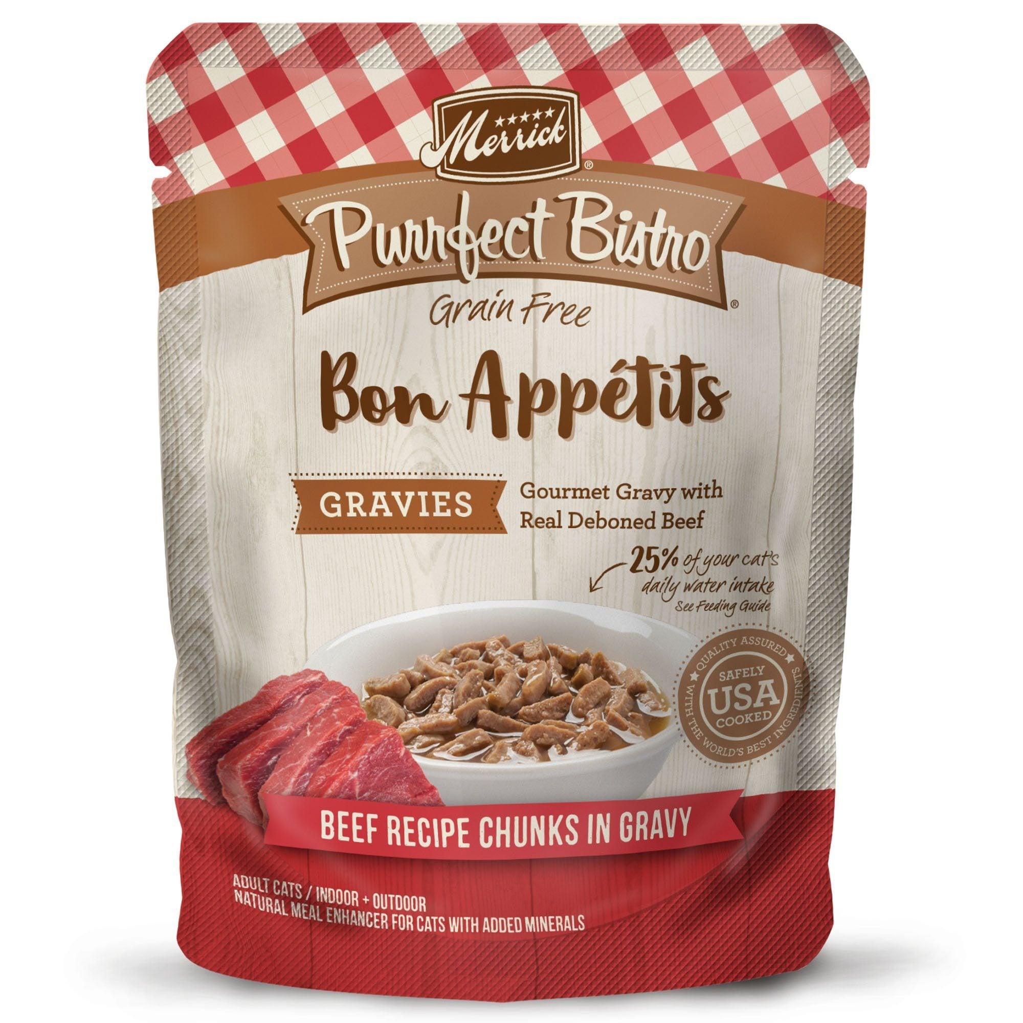 Merrick Purrfect Bistro Bon Appétits Gravies Beef Wet Cat Food - 3 oz Cans - Case of 24  