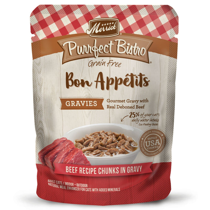 Merrick Purrfect Bistro Bon Appétits Gravies Beef Wet Cat Food - 3 oz Cans - Case of 24