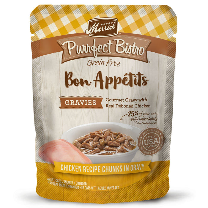 Merrick Purrfect Bistro Bon Appétits Gravies Chicken Wet Cat Food - 3 oz Cans - Case of 24