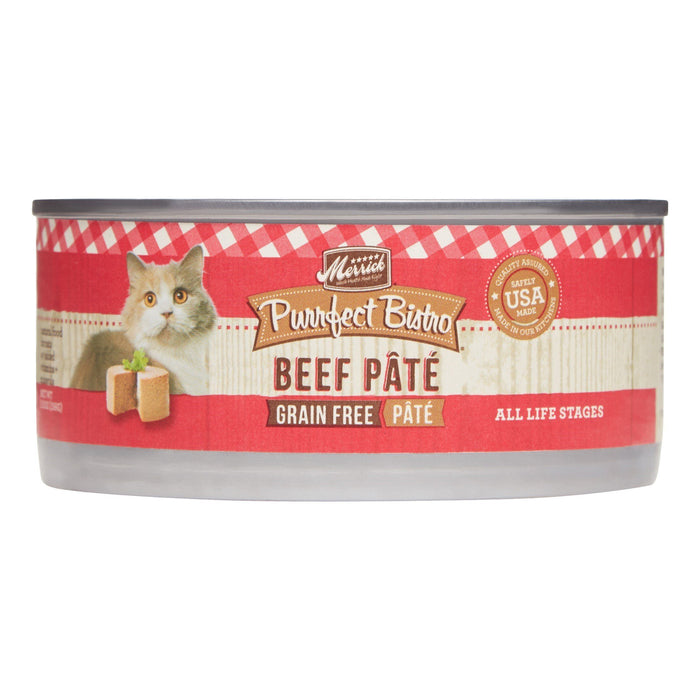 Merrick Purrfect Bistro Grain Free Beef Pâté Canned Cat Food - 5.5 oz Cans - Case of 24