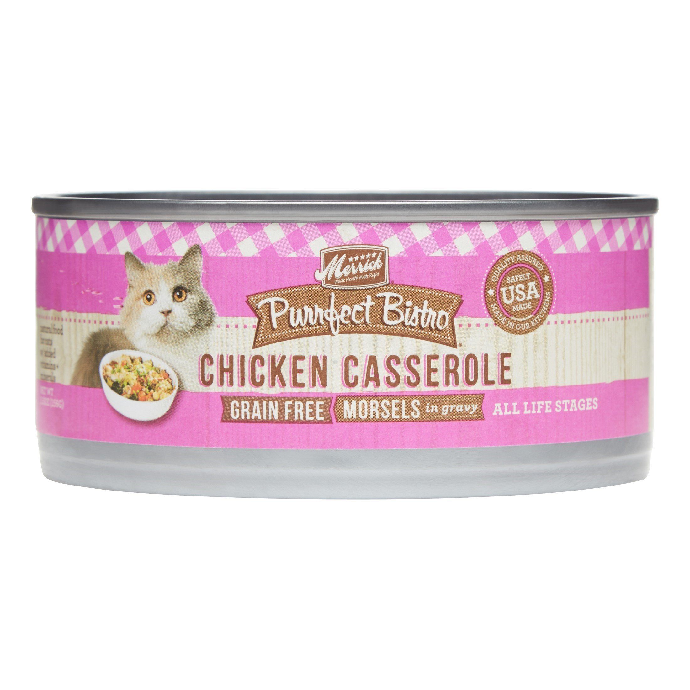 Merrick Purrfect Bistro Grain Free Chicken Casserole Canned Cat Food - 5.5 oz Cans - Case of 24  