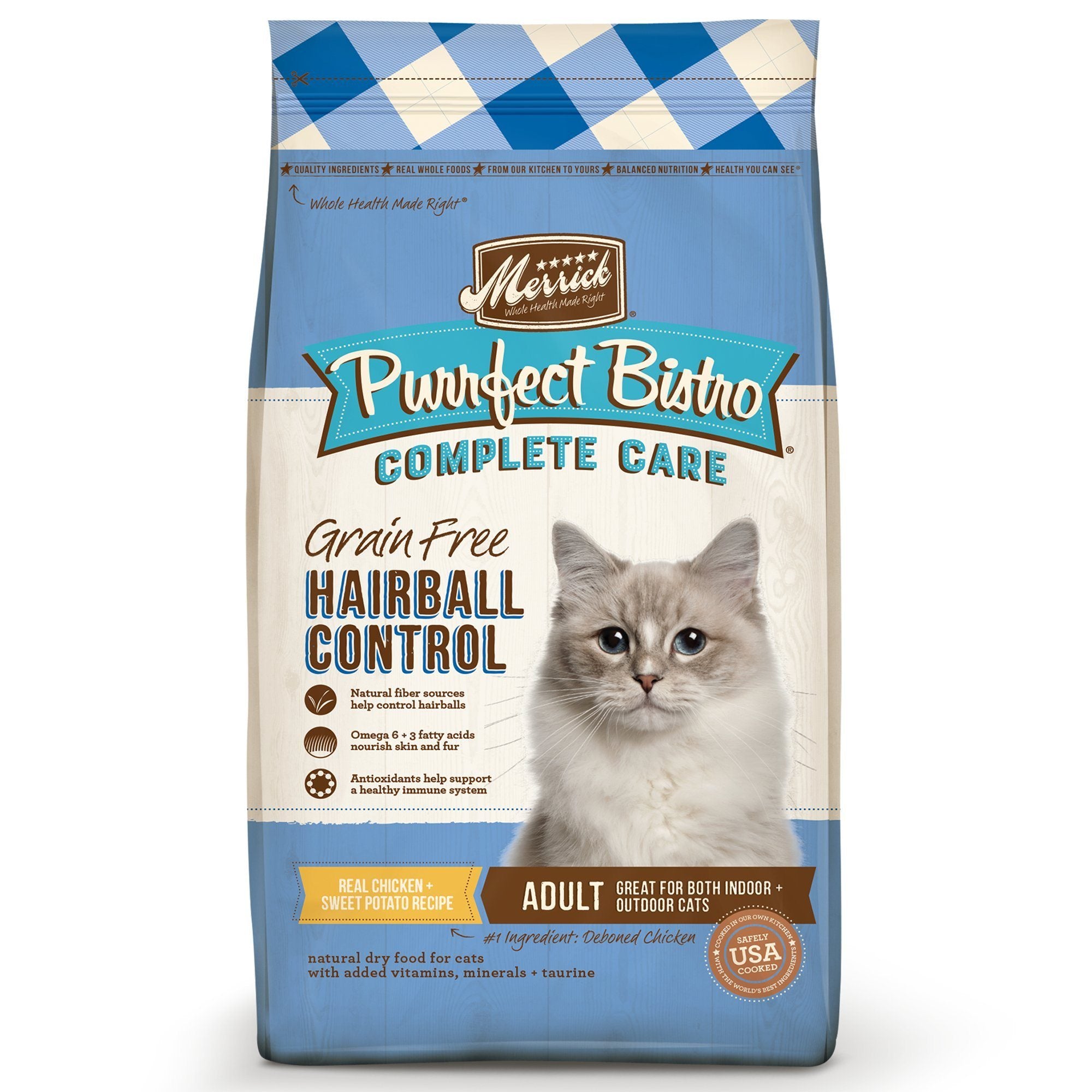 Merrick Purrfect Bistro Grain-Free Complete Care Hairball Control Recipe Dry Cat Food - 12 lb Bag  