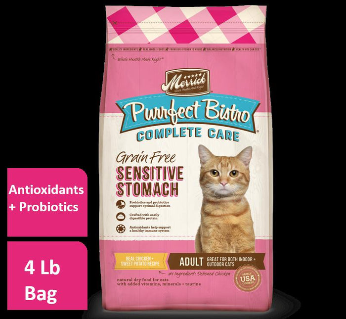 Merrick Purrfect Bistro Grain-Free Complete Care Sensitive Stomach Dry Cat Food - 4 lb Bag