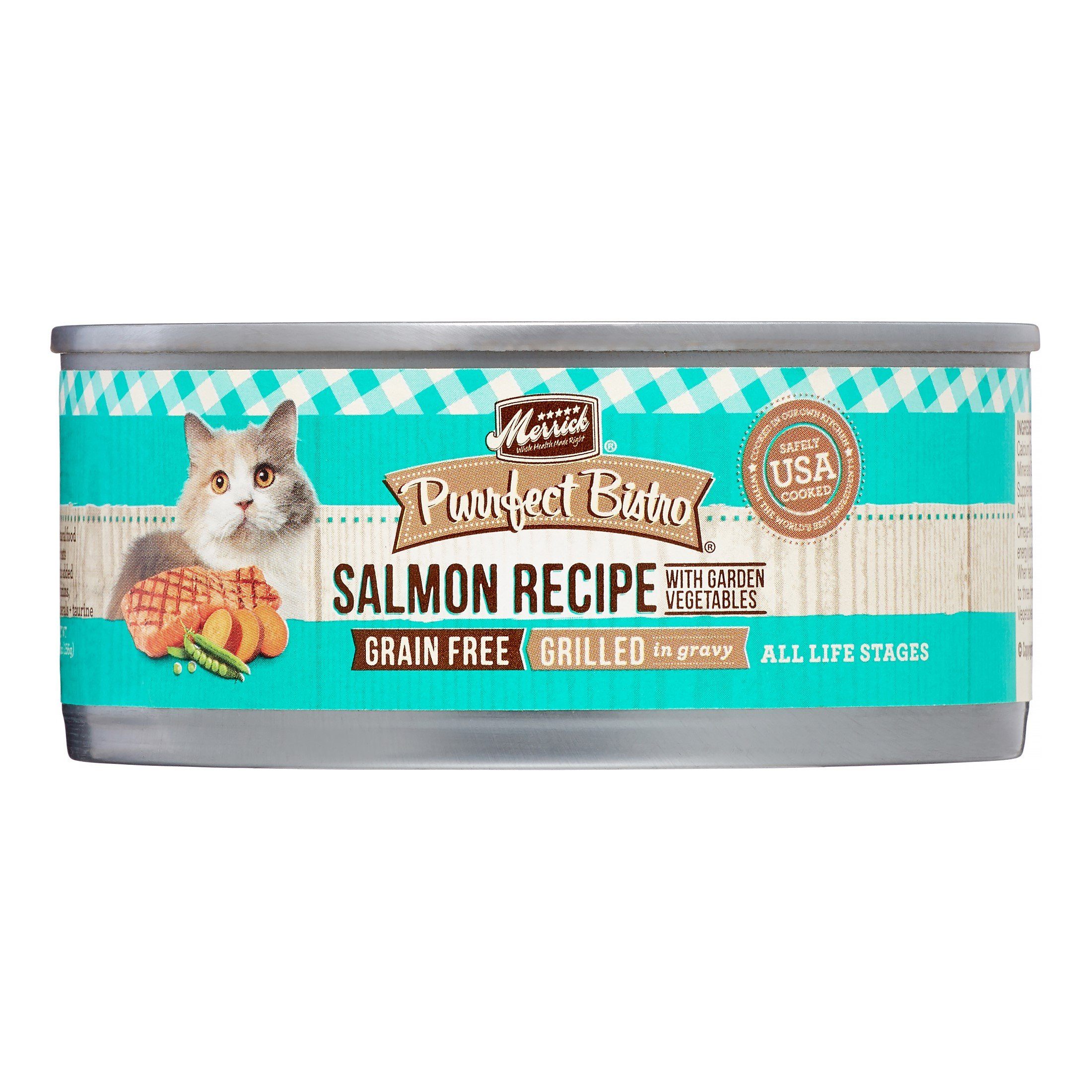 Merrick Purrfect Bistro Grain Free Grilled Salmon & Vegetables Canned Cat Food - 5.5 oz Cans - Case of 24  