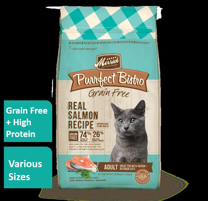 Merrick Purrfect Bistro Grain-Free Healthy Adult Salmon Recipe Dry Cat Food - 12 lb Bag